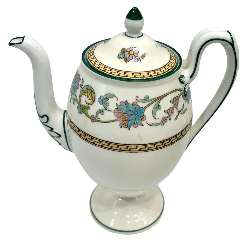 WEDGWOOD SHAH BONE CHINA: CUPS & SAUCERS, TRAY, COFFEE POT, SUGAR BOWL & CREAMER